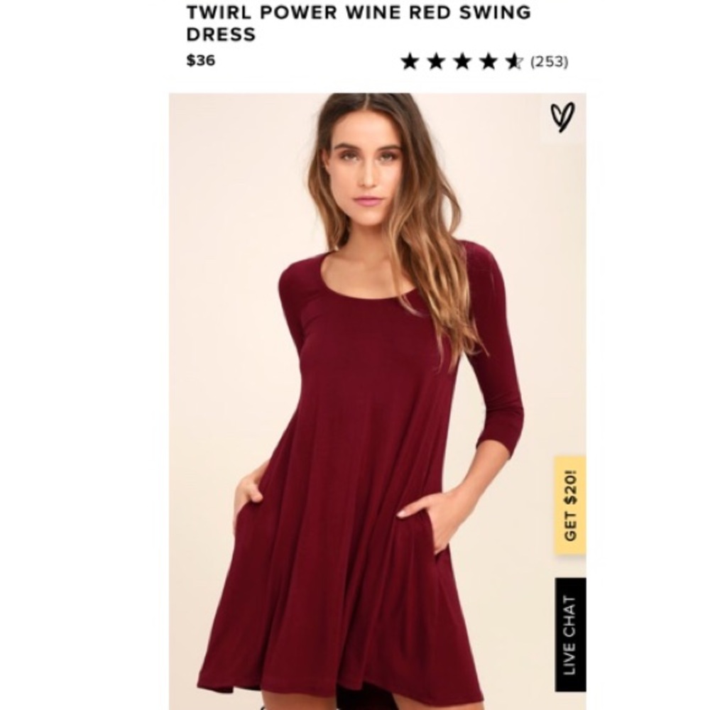 Lulu’s Twirl Power Wine Red Swing Dress
